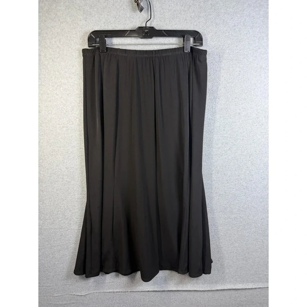 Notations Skirt Womens 1X Black A Line‎ Midi Elastic Waist Stretch Made USA